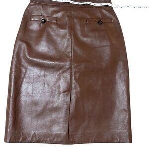 Carlisle Brown Leather Pencil Skirt